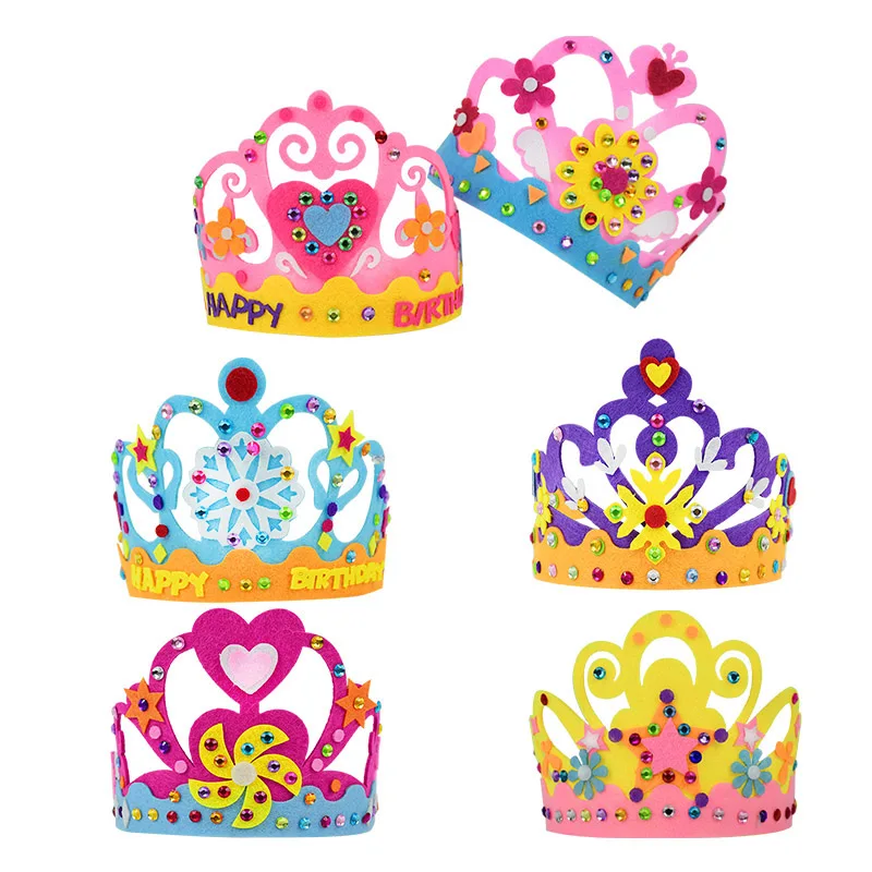 

Happy Birthday Crown Headband Kids Girl Princess Cloth Crowns Hoop Hat Hairband Birthday Party Decoration Hair Accessories