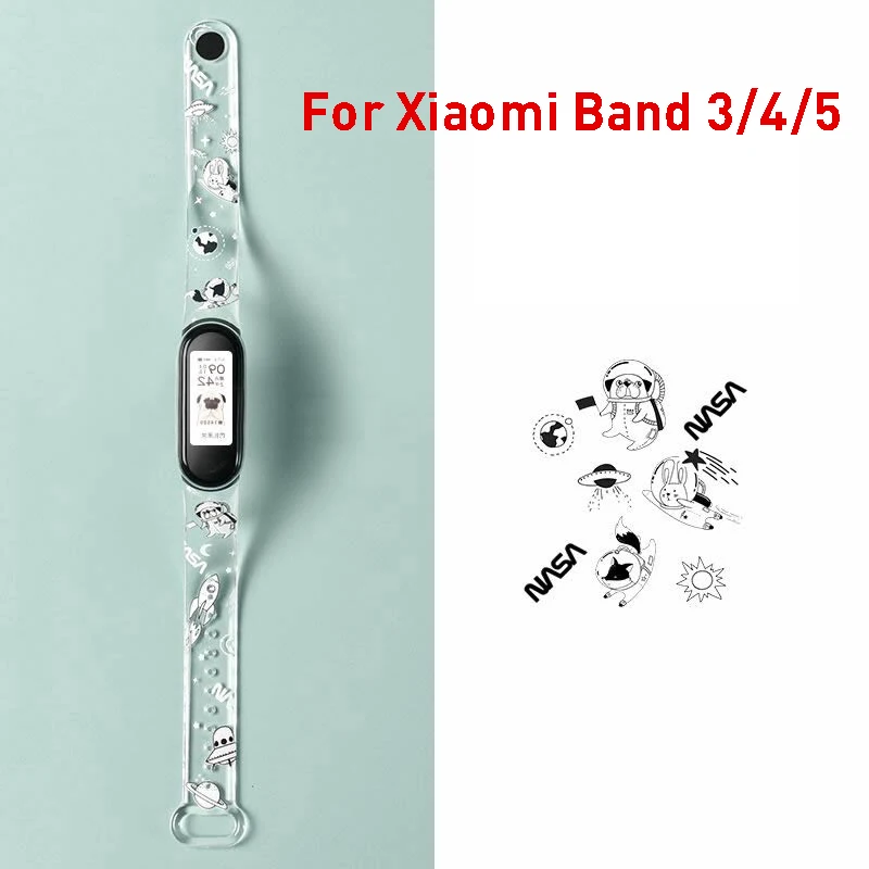 Ремешок для Xiaomi Mi Band 3 4 5 модный силиконовый браслет с цветочным принтом удобный