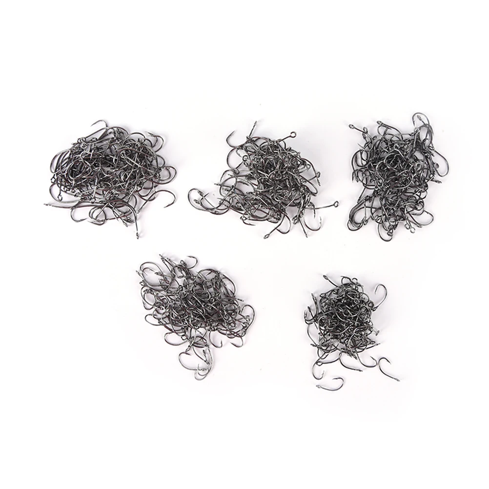 

New 100pcs/lot Nickel Black Coated Barbless Carp Hooks, Curve Shank Style - Various Sizes-Carp Fishing Tackles-fishing Hooks