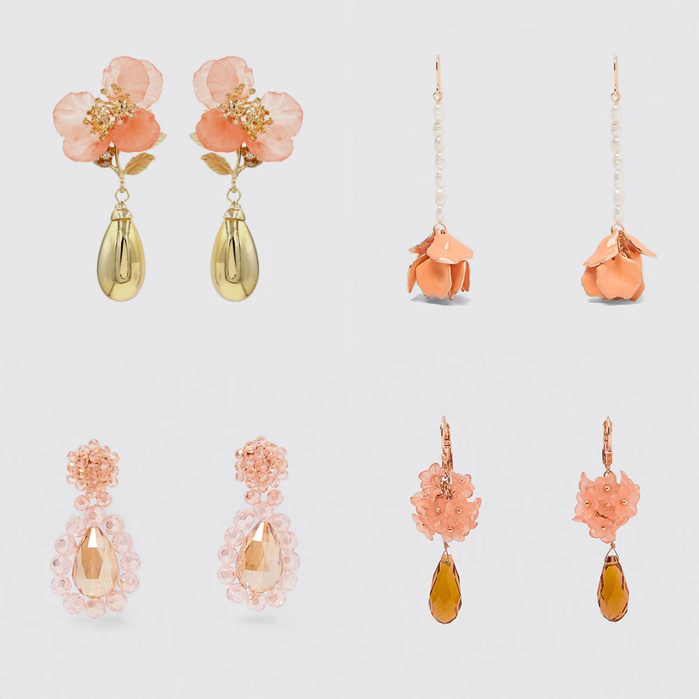 2019 Boho Za новинка полимерный цветок подвеска серьги женская мода ювелирное изделие