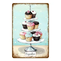 chocolate cupcake metal signs rocket ice cream donuts poster food drinks gin plate for kitchen home cafe bar decoration yj026