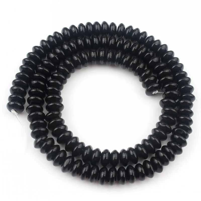 Черные кварцевые хрустальные бусины Круглые бусинки из камня Рондель черный