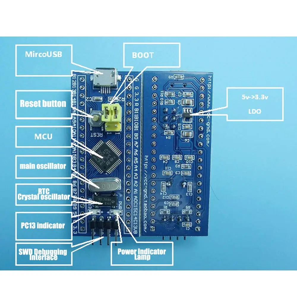 Модуль платы разработчика минимальной конфигурации системы STM32F103C8T6 ARM