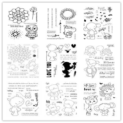 Прозрачные штампы с животными для скрапбукинга/изготовления открыток/детских