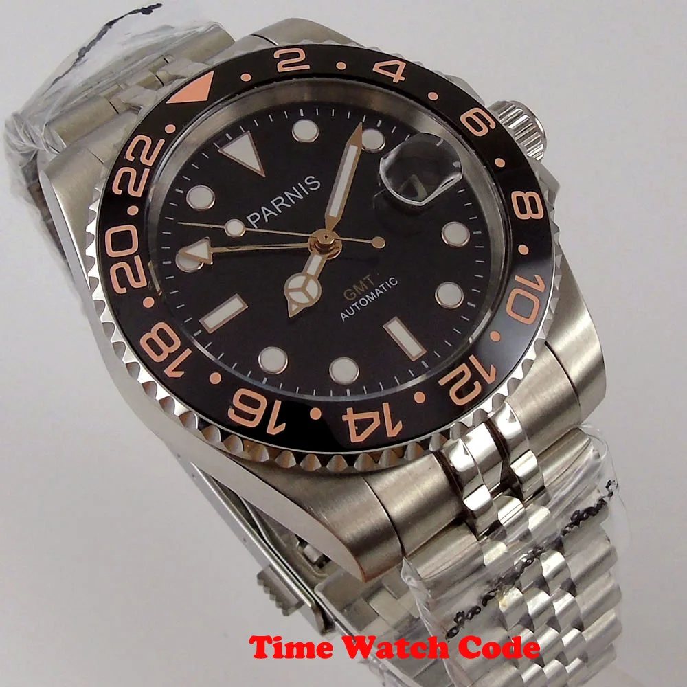 Часы мужские PARNIS автоматические с черным циферблатом 40 мм | Наручные часы