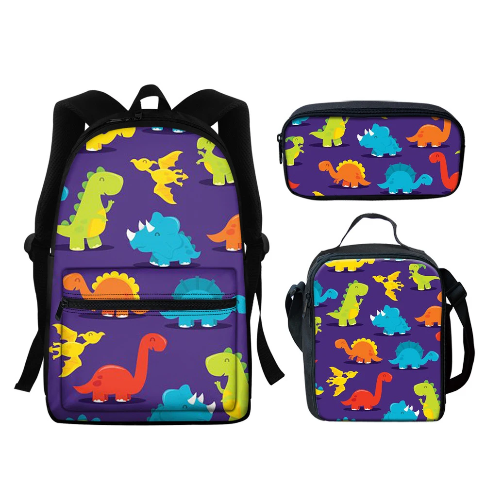 

3Pcs School Backpacks Set Art Dinosaur Printed Scool Bag For Teenager Boy Girl Toddler backpack Should Bags mochilas