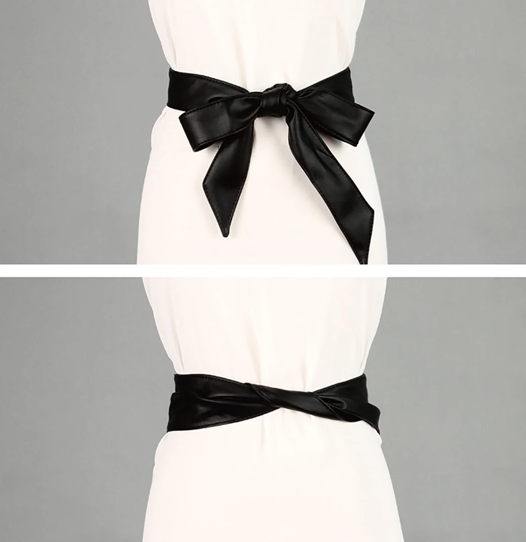

PU Cummerbunds Belt Fashion Sweet Bowknot Decorative Dress Belt Wedding Belt for Women Waist Slimming Girdle Belt