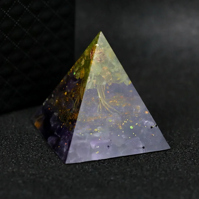Orgonite Древо жизни Перидот целительная Пирамида кристаллы для защиты медитации