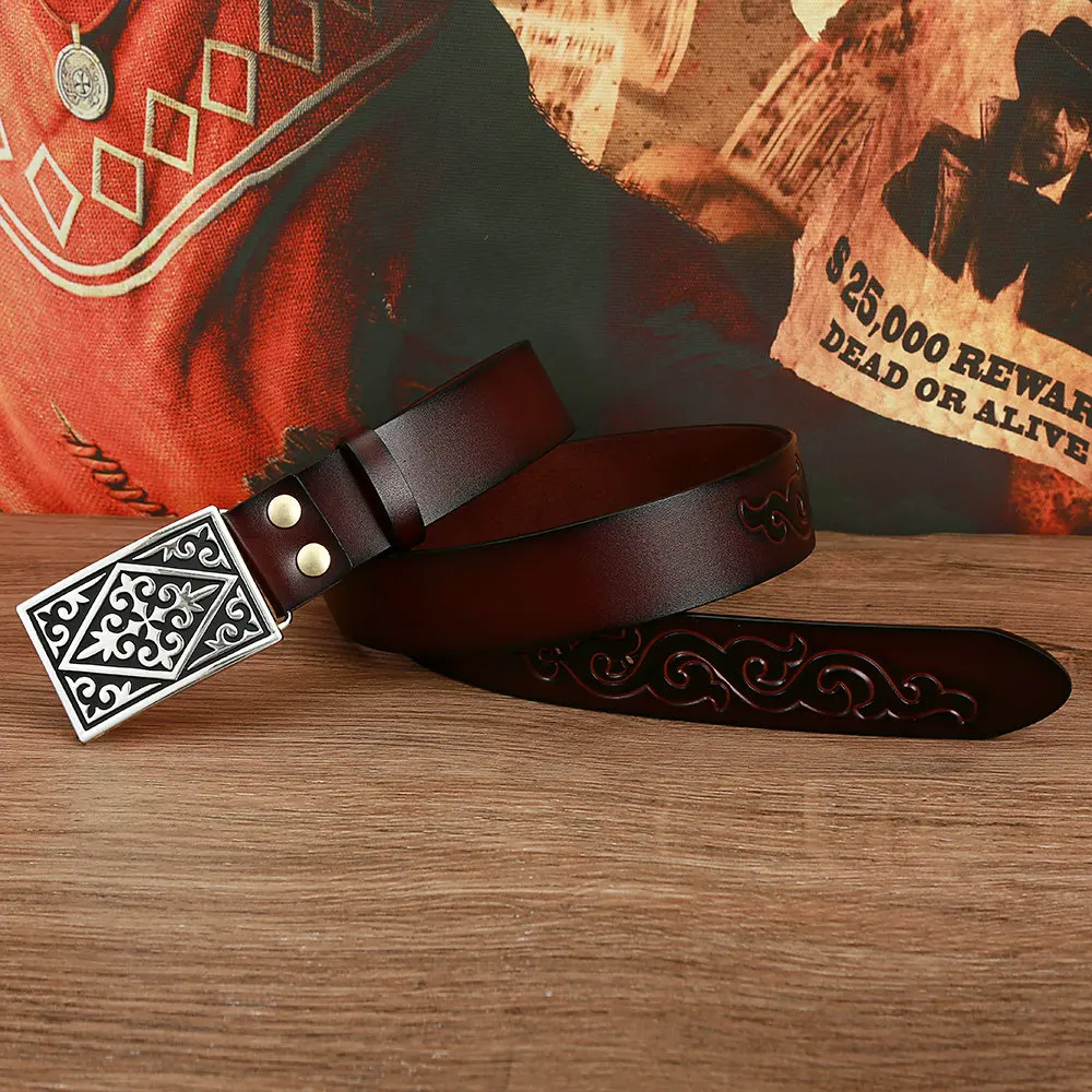 Western cowboy zinc alloy pattern belt buckle leather men's belt birthday gift