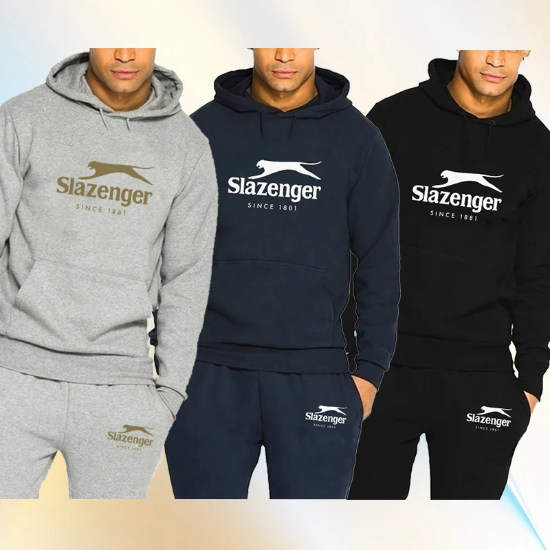 

Костюм спортивной одежды мужской зимний свитшот с капюшоном костюм на шнуровке спортивная одежда 2021 Мужская Новая модная однотонная одежд...