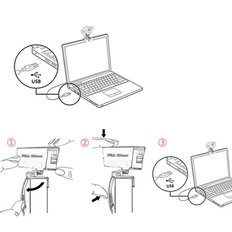 

D08B Universal USB Manual Focus Webcam 1080P Web Computer USB Camera with Mic for Video Calling Recording Conferencing 2.0