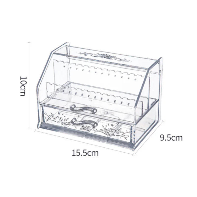 

Transparent Jewelry Storage Box Flip Cover Jewelry Organizer Dresser Rings Necklace Earrings Organizer Plastic Storage Container