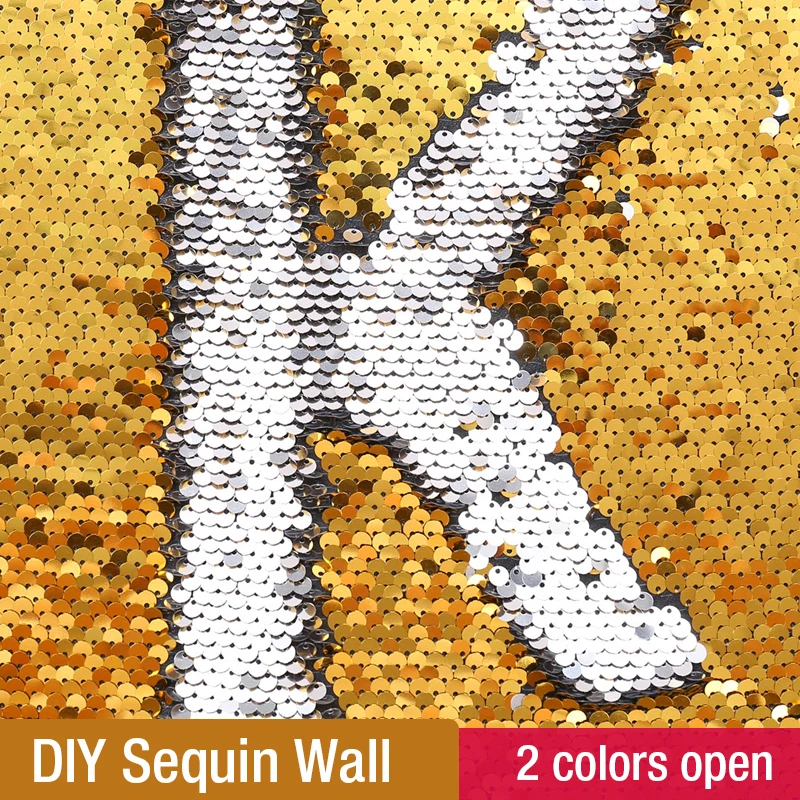 

50x125cm Colorful Shiny Double Face Reversible Sequins Fabric DIY Shoes Sewing Cloth Decoration sequin wall sticker Wall Cloth