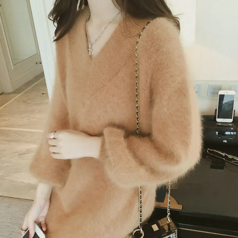 Женское платье-свитер пуловер средней длины Осень-зима 2020 | Женская одежда