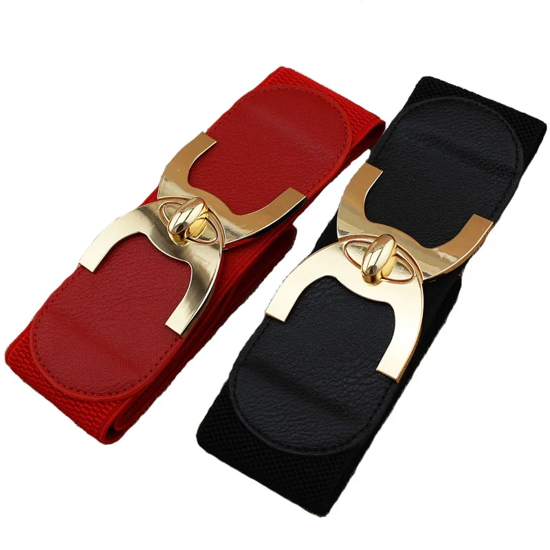 2019 Новая мода корейский стиль Пряжка эластичный широкий пояс-ремень талии