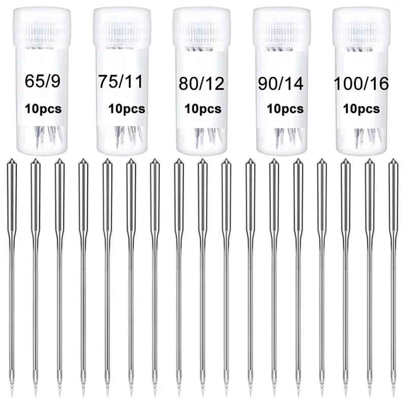 

LMDZ 50Pcs Sewing Machine Needle Sharp Universal Regular Point for All Low Shank Snap-On Singer Brother Janome Sewing Machine