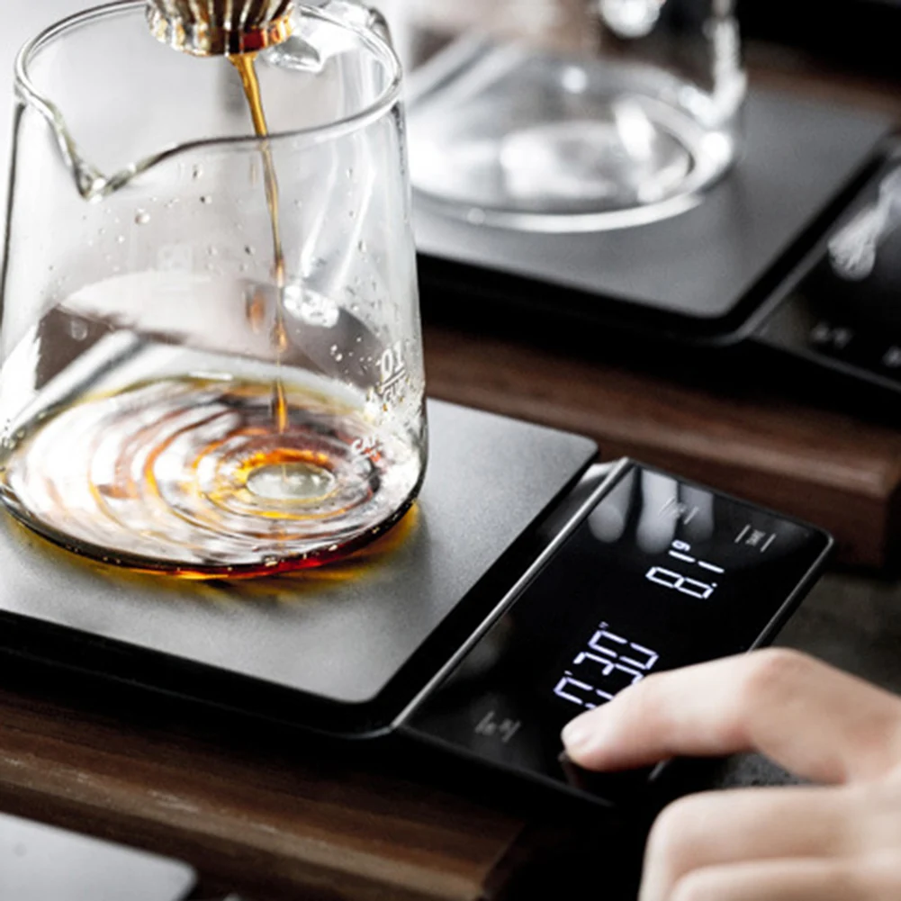 

LED Display Precision Kitchen Scale Coffee Beans Food Electronic Scale Timer Weighing Scale Food Diet Balance Measuring Tool