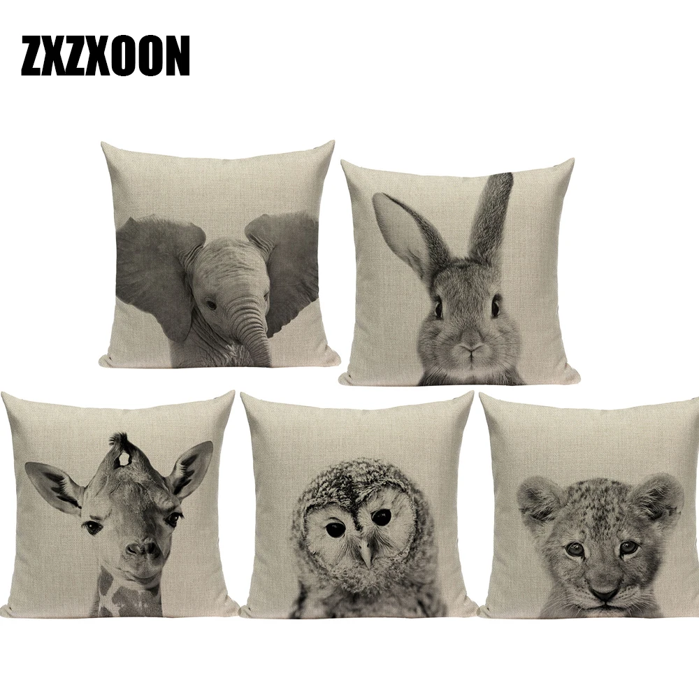 Набросок с изображением животных собаки слона утки лисы жирафа диванные подушки