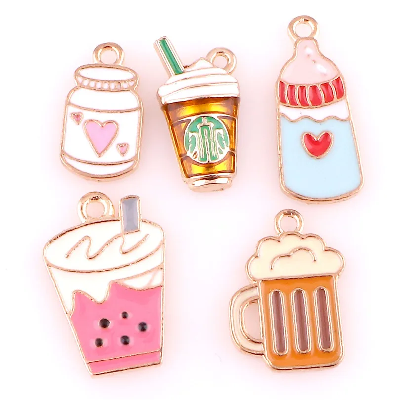 10 шт. Enamels кофейная чашка детская бутылка сплав серьги амулеты DIY ручной работы изготовление волос ожерелье ювелирные изделия, подвески, аксессуары