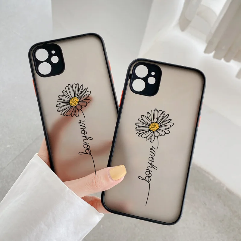 

Black Lines chrysanthemum Flowers Clear Silicone Soft Funda Phone Case For iPhone 12 11 13 Pro 7 X 8 Plus XS MAX XR SE2 Designs