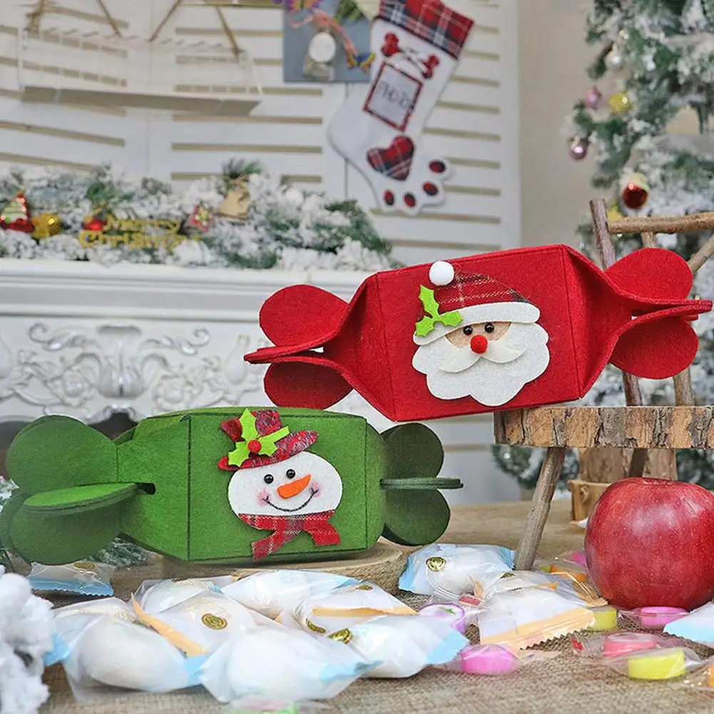 Нетканый Рождественский складной мешок для конфет Санта Клаус Снеговик Лось