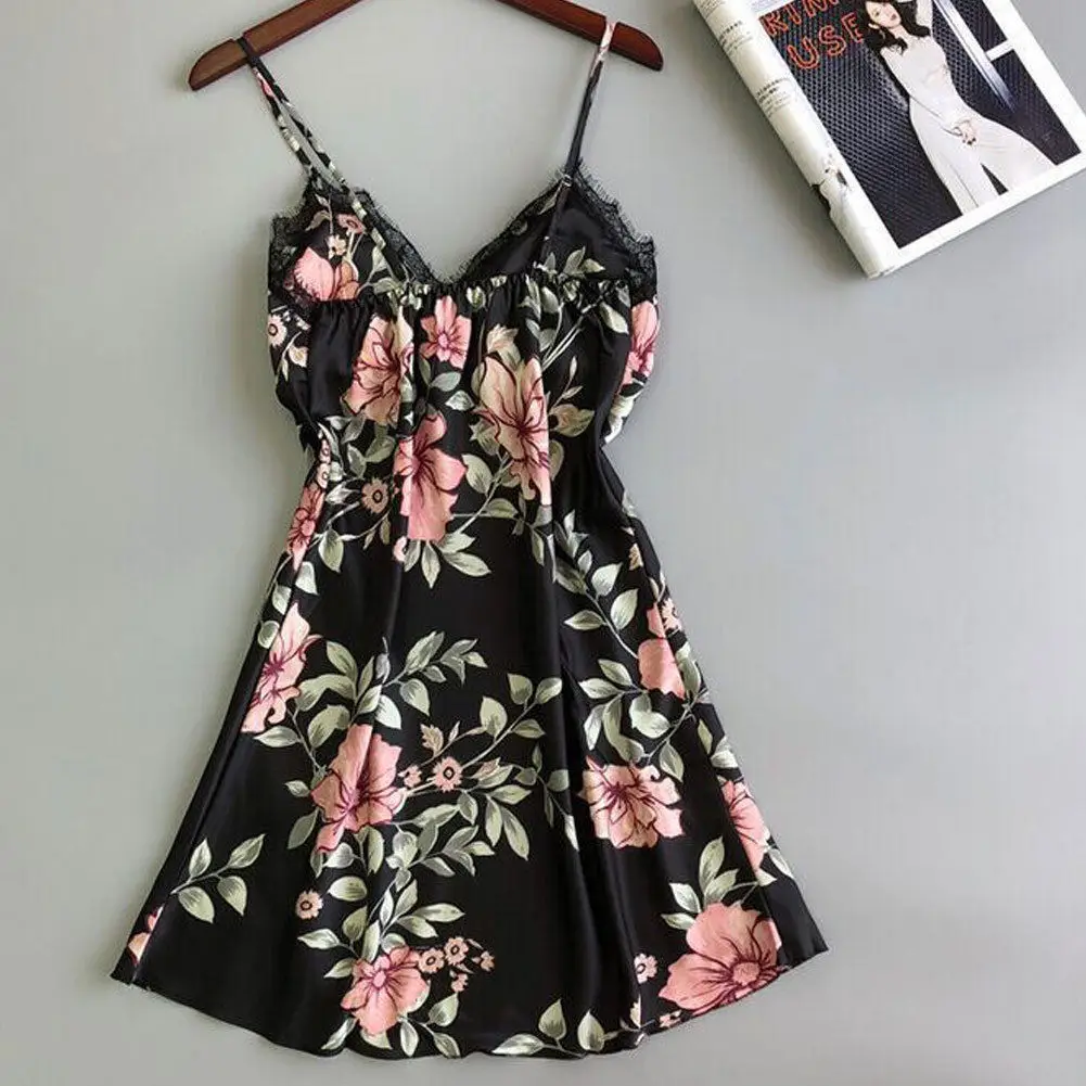 Женское сексуальное нижнее белье ночное ночная рубашка кружевное на бретельках