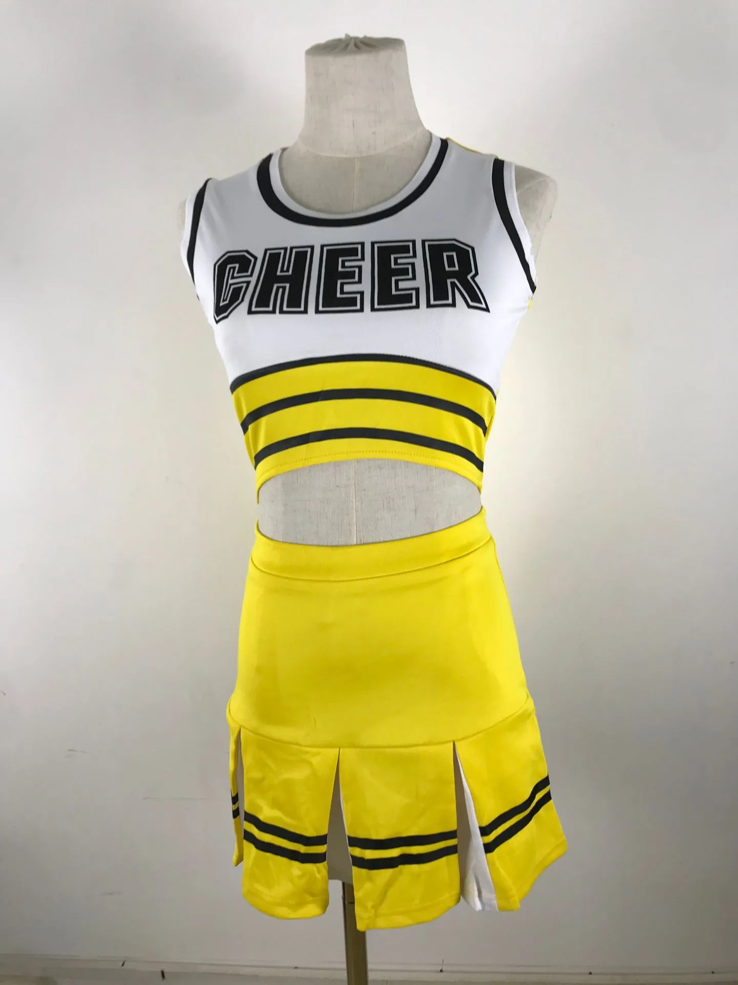 Желтый сексуальный костюм Чирлидера старшей школы униформа для девочек наряд