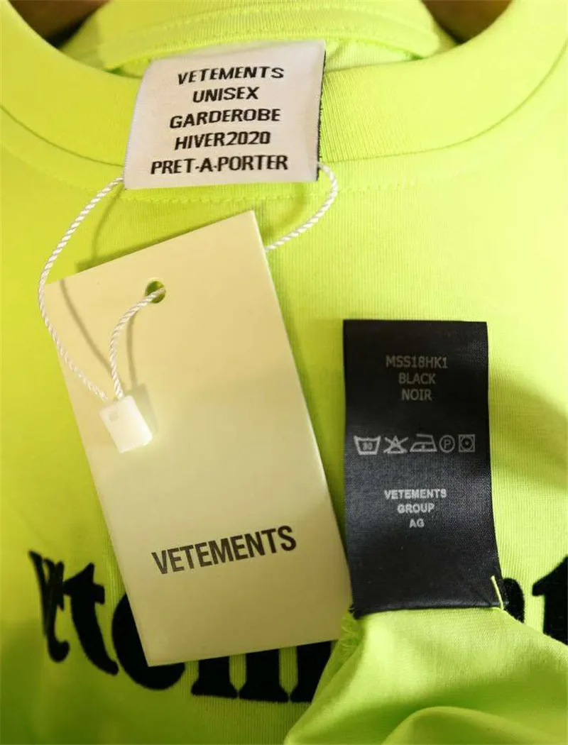 2020ss Vetements футболка для мужчин женщи с короткими рукавами принтом большие тег