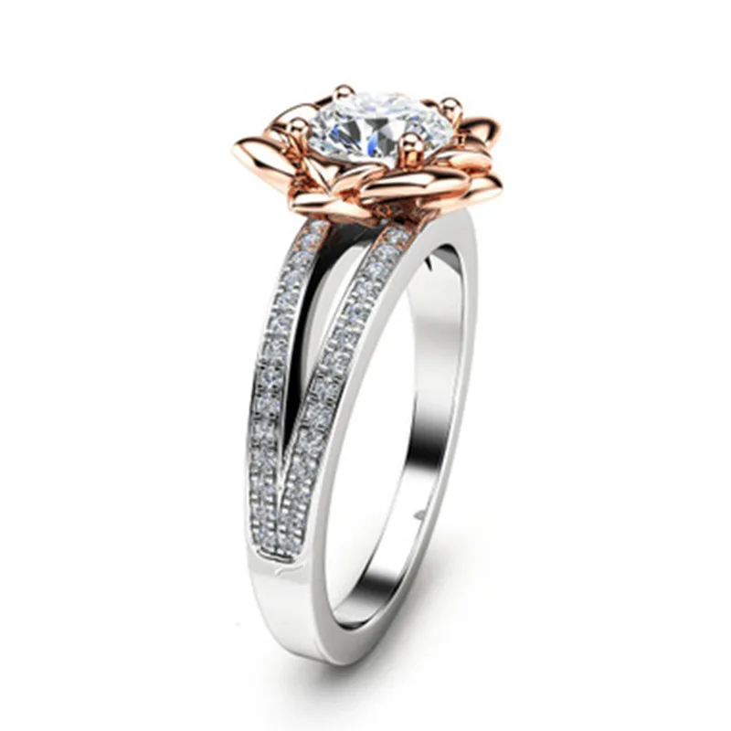

Milangirl Flower Shape Fire Opal Rings For Women Wedding Band Charming zircon Filled Ring wedding ring