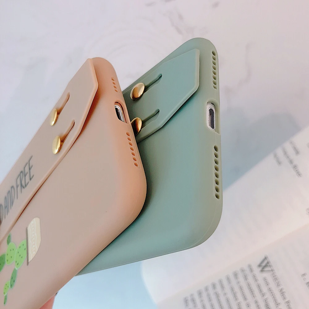 Стильный милый чехол для телефона с надписью «кактус» для iphone 11Pro Max XS MAX XR X 8 7 6 6s plus, мягкий чехол с кронштейном на запястье
