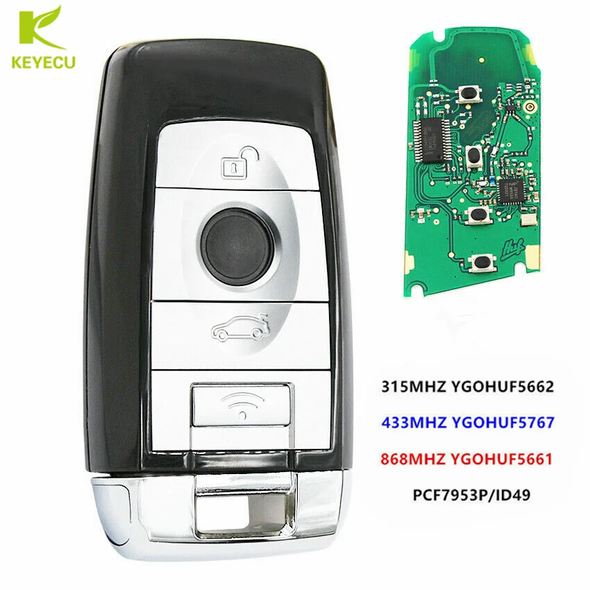 KEYECU Replacement Remote Key for Rolls-Royce Phantom Style 315/433/868MHz ID49 Chip for BMW F 5 7 Series FEM / BDC CAS4 CAS4+