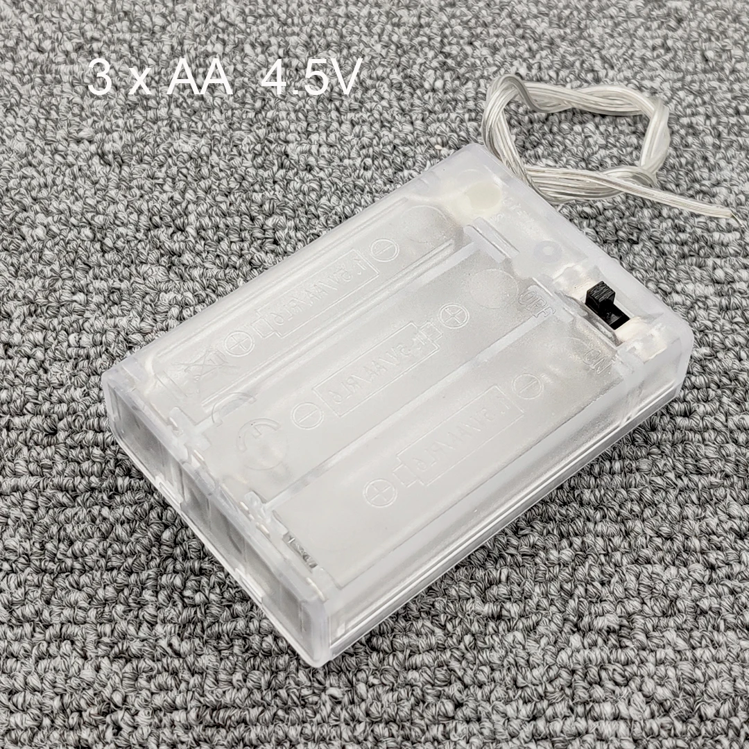 

3 AA Battery 4.5V Holder Box Case With Switch Lead Transparent