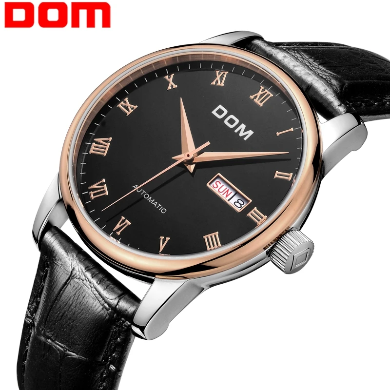 DOM mens watches top brand luxury waterproof mechanical leahter watch Business men watch clock relogio masculino  watch men