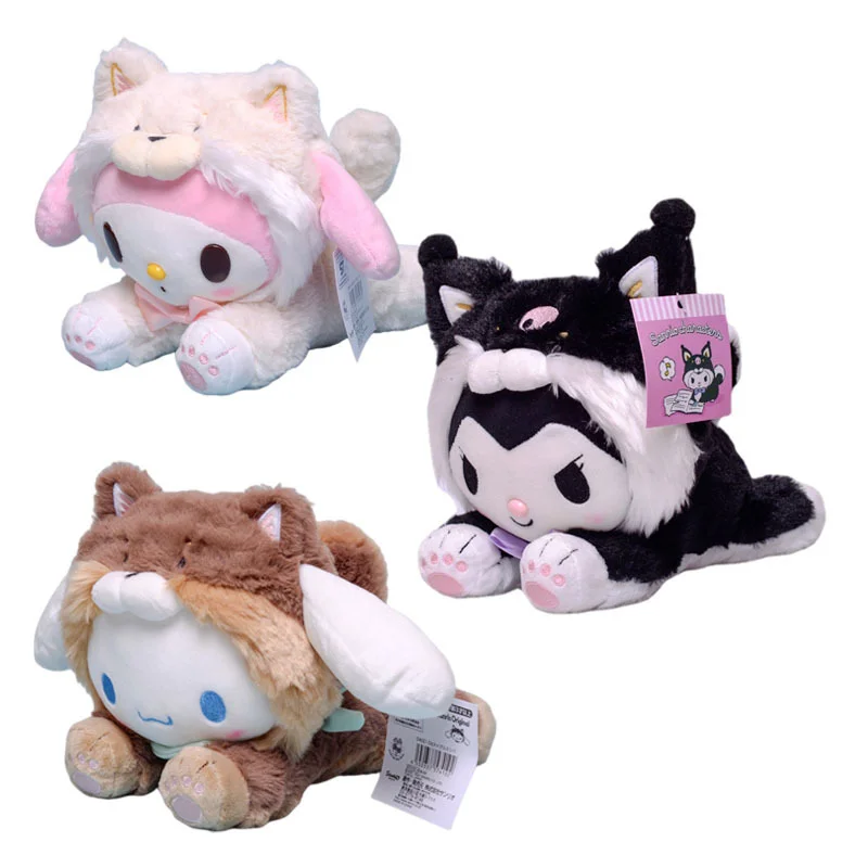 

22 см аниме мультфильм Шиба-ину My Melody Cinnamoroll Kuromi поза в положении лежа Симпатичные плюшевые мягкие игрушки милый подарок на день рождения для ...