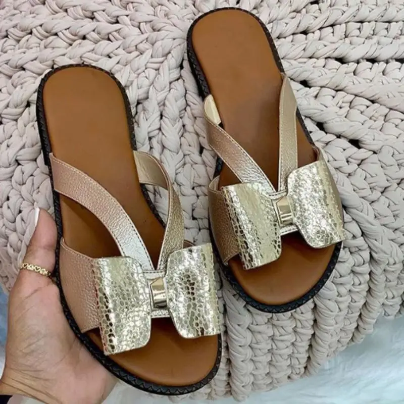 

Summer Women Slippers Cute Butterfly-Knot Flip Flops Casual Lady Sandals Outdoor Slides Flats Plus Size Female Shoes 2021