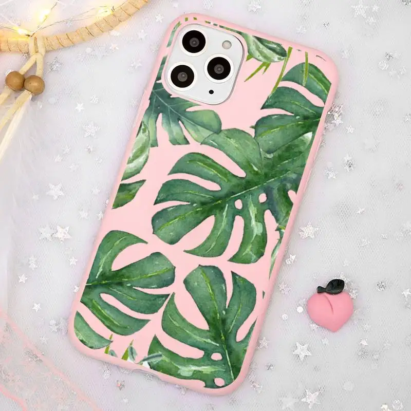 

Vintage Banana Leaves luxury Phone Case coque capa Candy Color for iPhone 11 12 mini pro XS MAX 8 7 6 6S Plus X SE 2020 XR