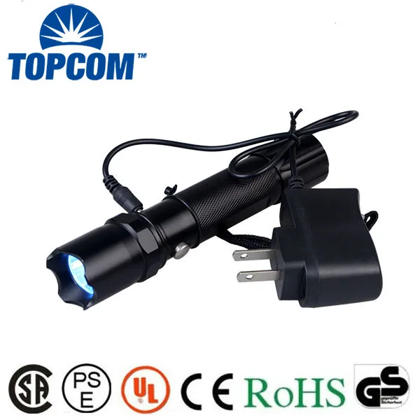 TopCom 5 Вт 365nM 395nM УФ-излучение ультрафиолетовой Перезаряжаемые УФ фонарик анти-поддельные деньги детектор с Батарея смены