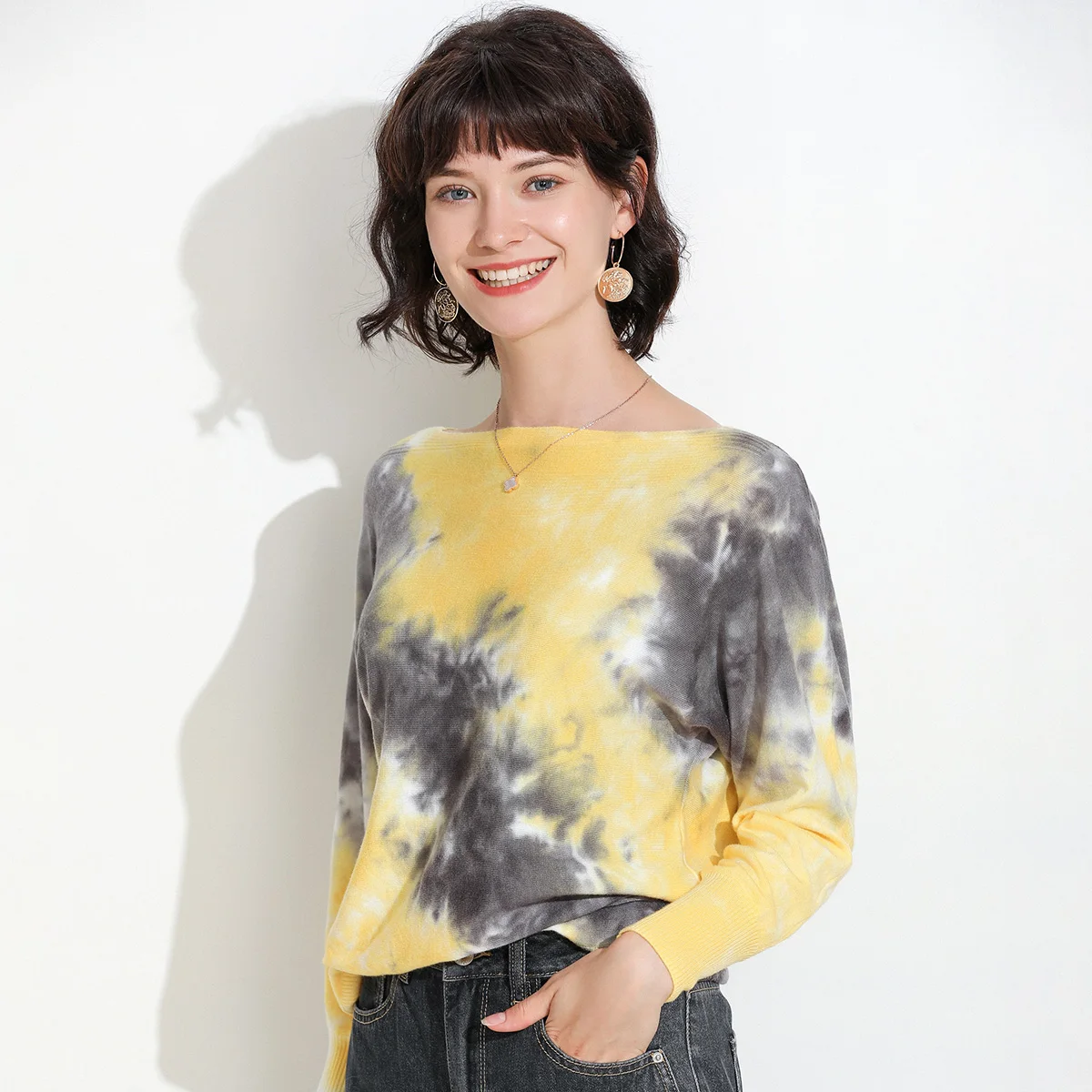 

Женский свитер с длинным рукавом, элегантный свободный подиумный свитер с принтом, вязаные пуловеры для зимы