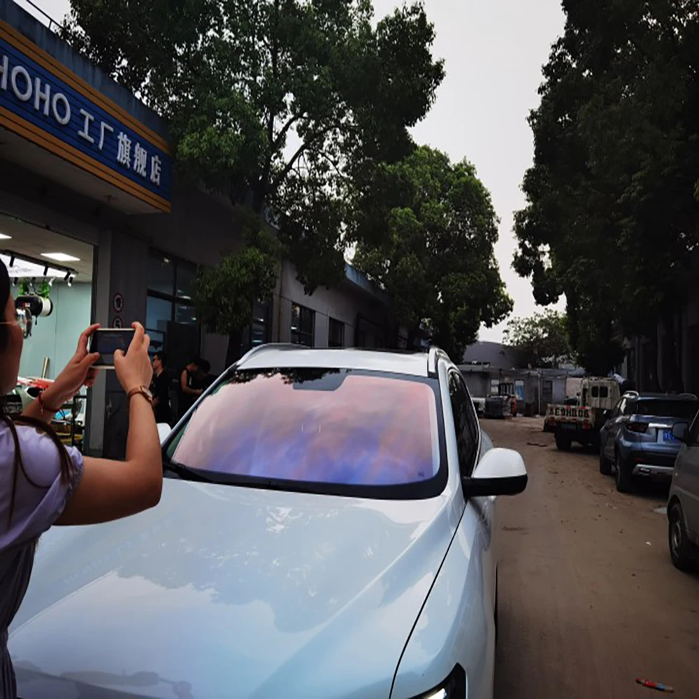 

SUNICE 1x1/2/3m Tint Car Chameleon Window Film, Home House Sticker Film, VLT 80% Windshield Privacy Anti-UV Foils