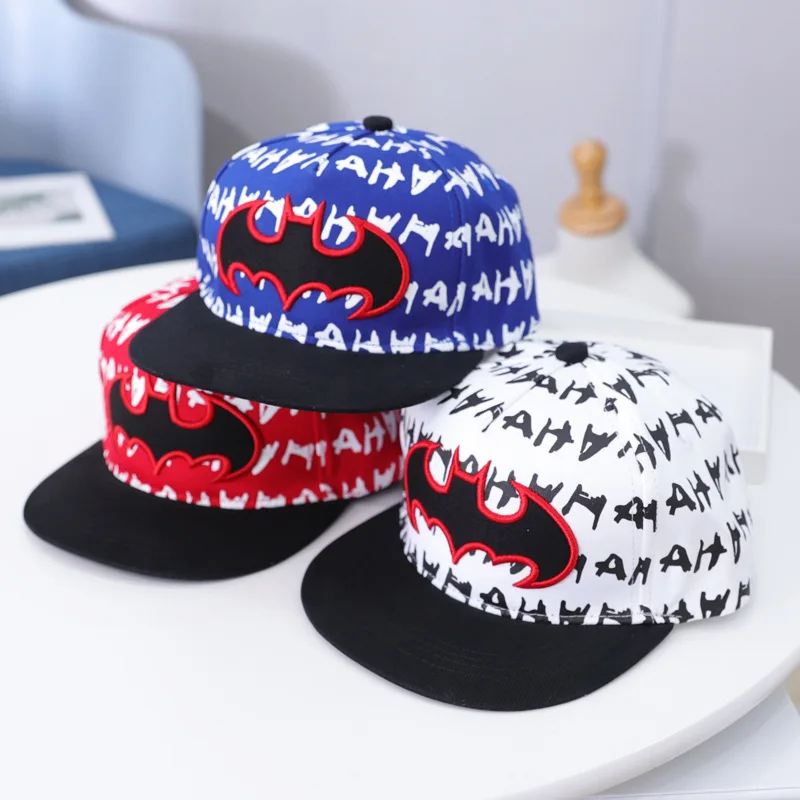 

Children Boy Embroidered Hat Baby Flat-edge Hip-hop Hat Disney Cartoon Sun Hat Bat Cosplay Kids Cotton Baseball Cap