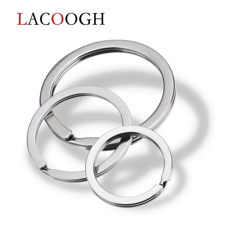 

20pcs/lot 13/20/23/28/30mm Stainless Steel Keychain Key Ring Round Buckle ＆ Flat Button Split Keyrings DIY Jewelry Making
