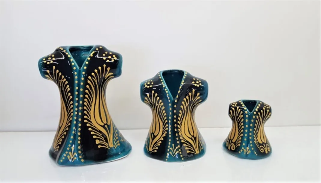 

Ceramic Tile 3-Piece Caftan Set/ Ceramic Home Decoration / Tile Home Decoration / Home Decoration / Vase