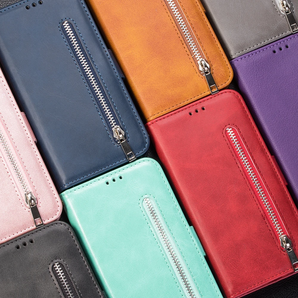 Роскошный кожаный чехол-бумажник с застежкой-молнией для IPhone 11 12 Pro Max чехол 9 7 6S 8 6