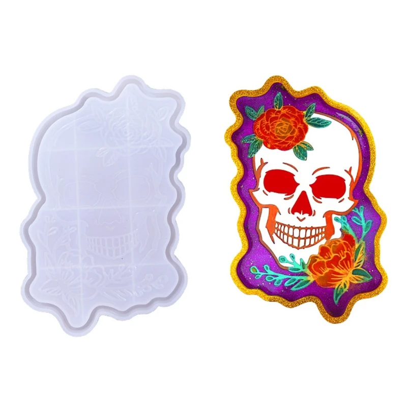 

Skull Tray Epoxy Resin Mold Rolling Tray Jewelry Holder Silicone Mould DIY Crafts Home Decoration Casting Tool