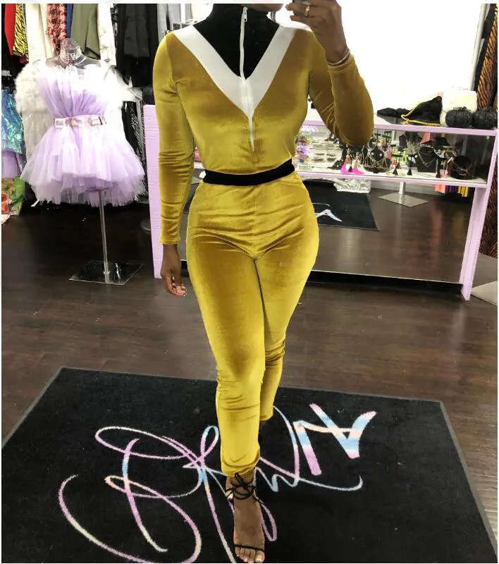 Элегантный бархатный комбинезон в стиле пэчворк для женщин повседневный на