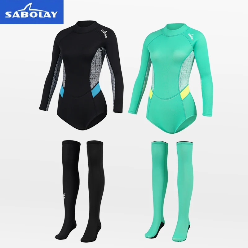 Diving Suit Women 2MM Neoprene Cold-proof Long Sleeve Swimsuit UPF 50+ Wetsuit Diving Clothes For Snorkeling Spearfishing