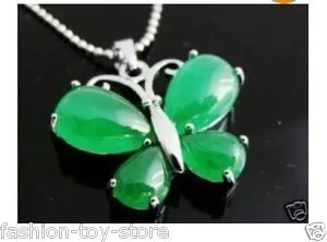 Редкая тибетская Серебряная зеленая Нефритовая бабочка ожерелья и