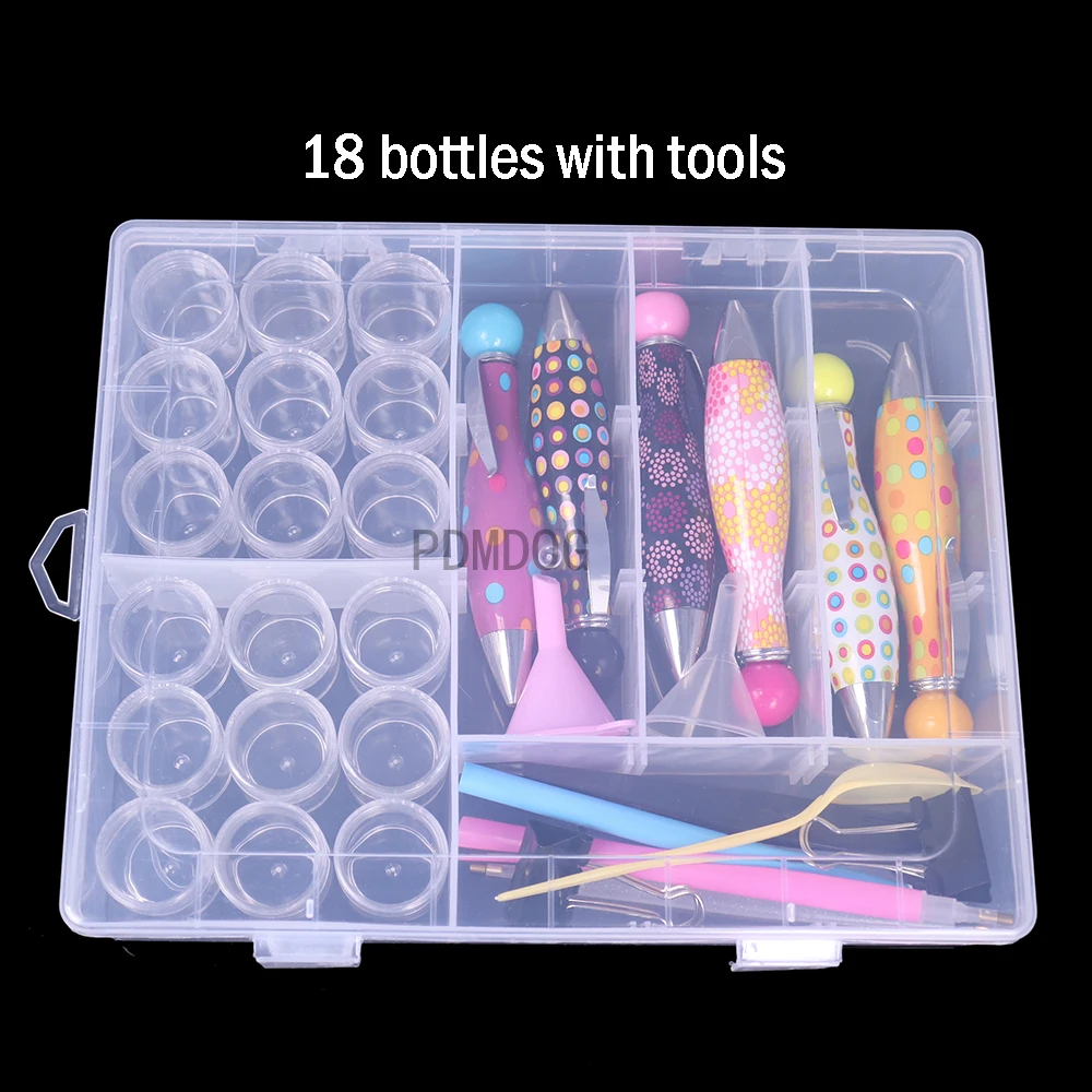 

18/32 Bottle Diamond Painting Storage box Cross Stitch Tools Kit Tweezers Pen Tray Glue Diamond Painting Accessoires Cross Stit