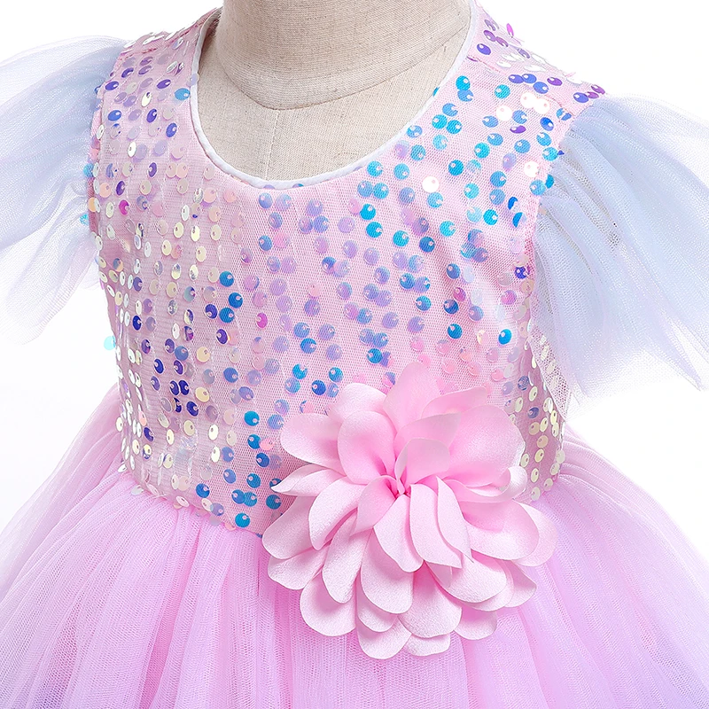 Colorful Flower Cake Mesh Christmas Princess Dress For 1-6Y Baby Girls Children Birthday Party Elegant Custome Child Clothing | Детская