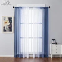 tps deep blue gradient tulle curtains for living room bedroom height 400cm organza voile curtains window treatment panels drapes